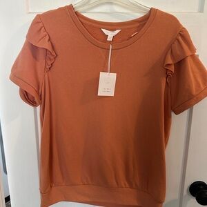 LC Lauren Conrad Terracotta Ruffle Sleeve Tee